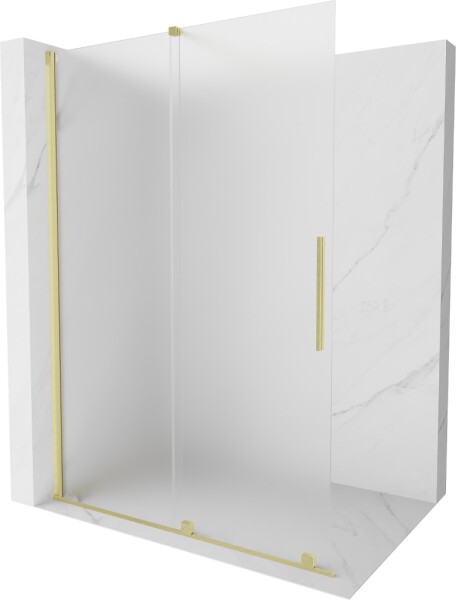 MEXEN/S - Velar Sprchová zástena posuvná Walk-in 130 x 200, dekor 8 mm, zlato kefovaná 871-130-000-33-55