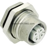 HARTING Han® M12 zabudovateľný zástrčkový konektor pre senzory - aktory, 21033816410, piny: 4, 1 ks; 21033816410