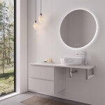 CERANO - Kúpeľňová skrinka Carole - biela matná + doska pod umývadlo Navira Slim - 18 mm + konzola chróm - 160x46x49,8 CER-606153