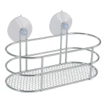 MSV VENTOUSES oválna polička s prísavkami chrómovaná oceľ / PVC / 20 x 9,5 cm