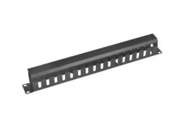 OEM Vyväzovací panel 19" 1U čierny / Vyväzovací panel / kov / priechodná / hĺbka 65 mm (9659)