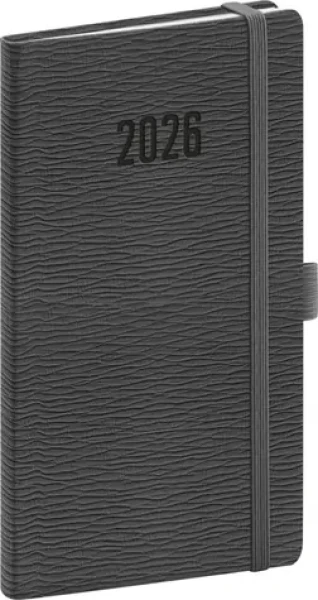 NOTIQUE Vreckový diár Rivoli 2026 sivý / 9 x 15.5 cm (PGD-KAPRI-6002)