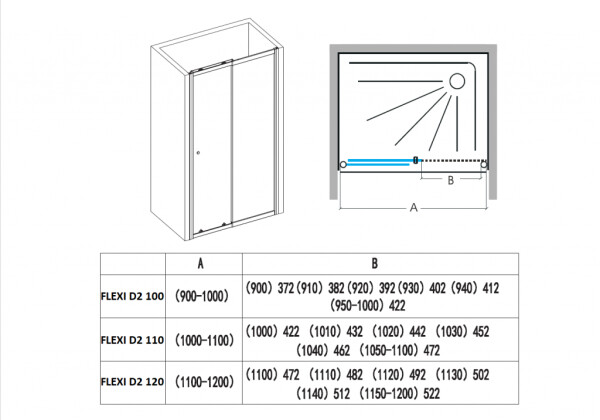 H K - Flexi B2 100 posuvné sprchové dvere rozmer 90-100 FLEXIB2100