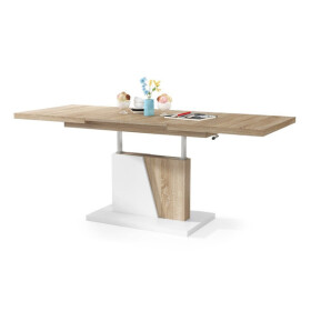 Konferenčný stolík rozkladací Flox 120-180x60x70 cm (dub, biela)