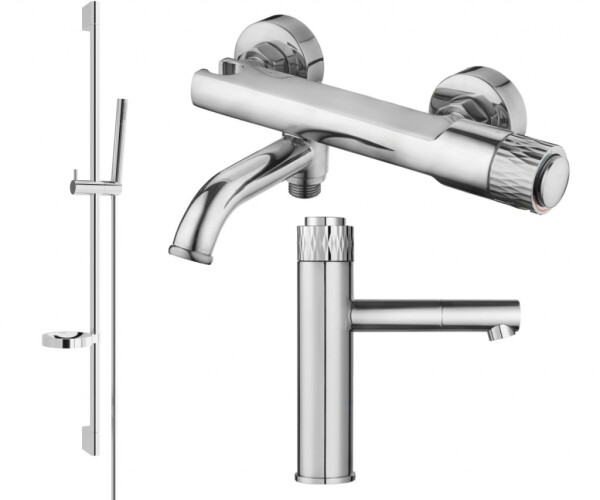 MEXEN/S - Diamond DS70 Set umývadlovej a vaňovej batérie s príslušenstvom, chróm 71503DS70-00