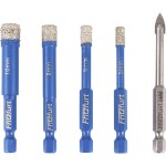 FRITZFURT 1191-3141 sada diamantových vrtákov, 5 mm, 6 mm, 8 mm, 10 mm, délka 140 mm, 5-dielna; 1191-3141