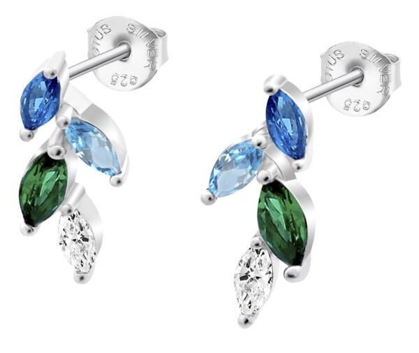 Lotus Silver Strieborné náušnice s farebnými zirkónmi Lístky Sinfos LP3582-4/2