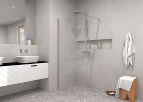 BESCO - Walk-in sprchovací kút ECO-N - FARBA rámu - Chróm / Leštený hliník (ALU), Pevná stena - Bez pevnej steny, Rozmer A - 110, Rozmer C - 195, Výplň - Číre bezpečnostné sklo - 6 mm BCEXON110CC