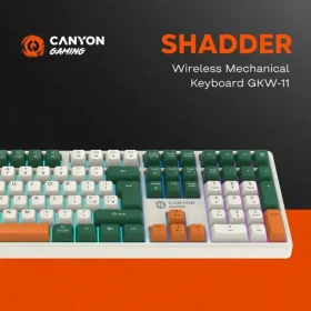 Canyon Shadder GKW-11 biela/béžová / Herná klávesnica / mechanická / RGB / bezdrôtová / CZ/SK layout (CND-SKBW11-CS)