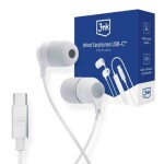 3mk Wired Earphones USB-C biela / stereo slúchadlá s mikrofónom / USB-C (5903108518062)