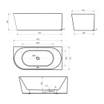 AQUALINE - TIBERA R rohová stojaca vaňa 150x75cm, biela E1037