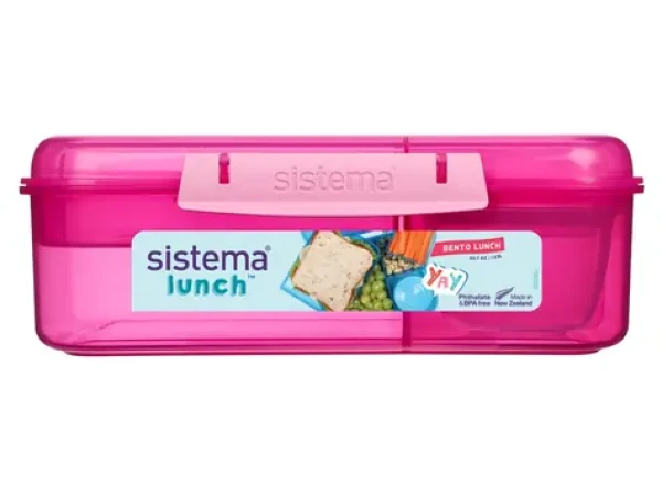 Sistema Lunch Bento Delený desiatový box s nádobou na jogurt a 2 tácky 1.65 l ružová (8592001419537)