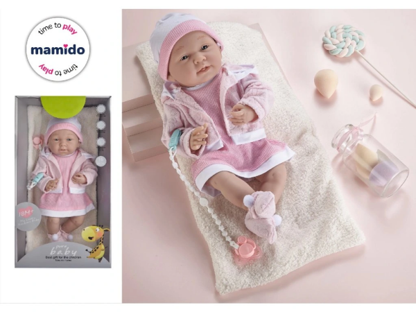 Mamido Mamido Bábika bábätko v ružovom svetri s cumlíkom 35 cm