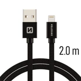 SWISSTEN TEXTILE dátový kábel USB - Lightning 2m čierna (71523301)