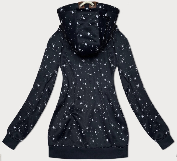 Tmavomodrá dámska mikina na zips s hviezdičkovým vzorom (2313) odstíny modré L (40)