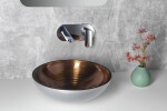 SAPHO - MURANO WENGE sklenené umývadlo na dosku, priemer 40cm, strieborná/meď AL5318-66