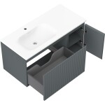 MEXEN/S - Rivel kúpeľňová skrinka 100 cm s umývadlom Vela ľavá, 1S, 1D, reliéf, grafit mat/biela mat 91A23-10047-3-BBFF66-W23L01