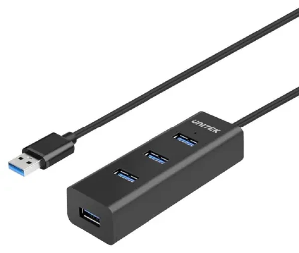 Unitek USB Hub 4 porty čierna / USB hub / 4X USB-A / 5 Gbps / aktívny, napájanie USB-C (Y-3089V01)