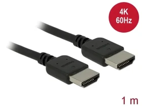 DeLock Premium HDMI kábel 1m čierna / Kábel HDMI / 4K / 60 Hz / 18 Gbit / s / ARC (85215)