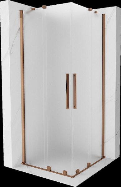 MEXEN/S - Velar Duo sprchovací kút, posuvné dvere 80 x 80, dekor, ružové zlato 871-080-080-32-60