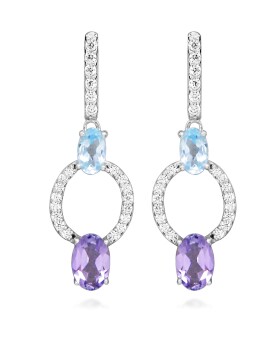 Silver Cat Strieborné visiace náušnice s kubickými zirkónmi Colored Stones SC636