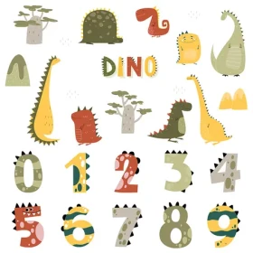 Sipo Nástenné samolepky do detskej izby, Dino Numbers (SPWS63049)