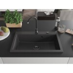 MEXEN/S MEXEN/S - Elix granitový drez 1-miska 800 x 500 mm, čierna kropenatá, sifón čierna 6527801005-76-B
