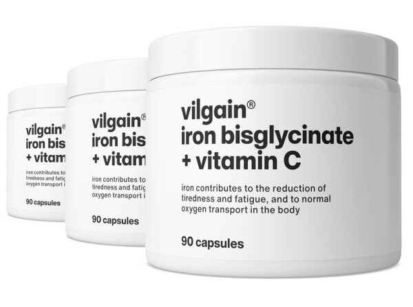 Vilgain Železo bisglycinát + Vitamín C – 3× 90 kapsúl