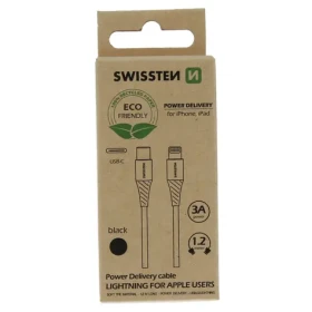 SWISSTEN dátový kábel USB-C - LIGHTNING 1.2m čierna (ECO BALENIE) (71505300ECO)