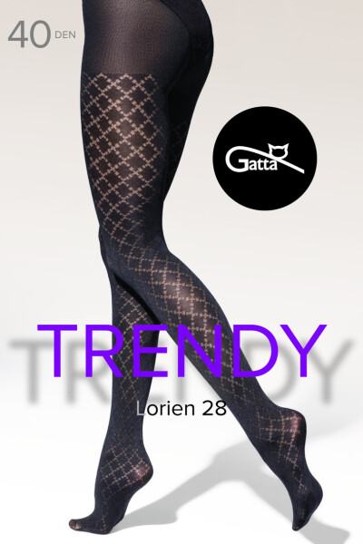 LORIEN - 28 Vzorované pančuchy nero 4-L