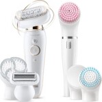 Braun Silk-épil 9 Flex 9100 BS + Braun FaceSpa / epilátor + holiaci strojček + exfoliator / 40 pinziet / bielo-zlatá (4210201236634)