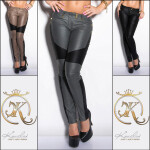 Sexy KouCla Treggings with studs and leatherlook black