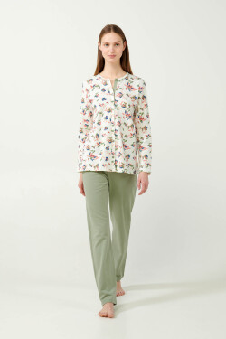 Vamp - Pastelové kvetinové pyžamo 21352 - Vamp green tea M