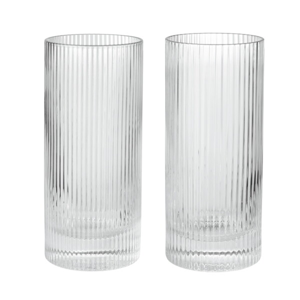 Ferm Living Vysoké poháre Ripple Clear 480 ml – set 2 ks