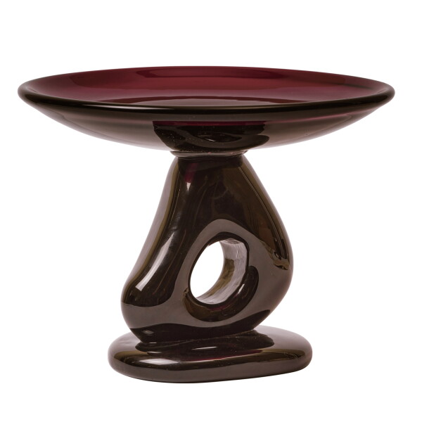 Ferm Living Sklenená misa na podstavci Damo Dark Grape Ø 30 cm
