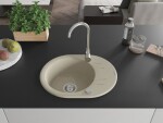 MEXEN MEXEN - Kevin granitový drez 1 s odkvapkávačom 586x458 mm, béžový, sifón chróm 6517581005-69