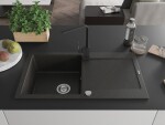 MEXEN/S - Leo granitový drez 1-miska s odkvapkávačom vrátane batérie Rita, čierny/zlatý metalik 6501-75-670300-70