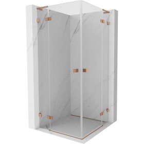 MEXEN/S - Lunar L Duo sprchovací kút dvere krídlové 115 x 115, transparent, meď kartáčovaná 834L-115L-115P-65-00
