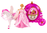 Mamido Bábika princezná s kočiarom a koňom Pegasom ružová