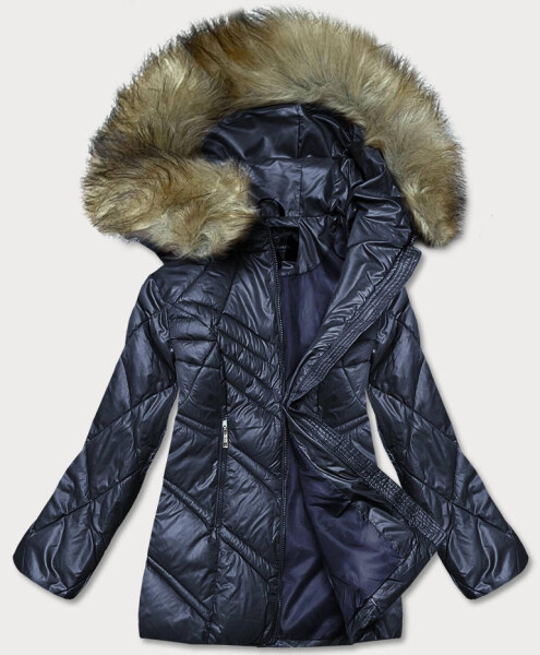 Tmavomodrá dámska prechodná bunda s kapucňou (H-97) odstíny modré XL (42)