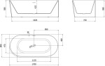 HOPA - Voľne stojaca vaňa AVITA NEW biela, so štrbinovým prepadom - Farba sifónu - Chróm, Rozmer vane - 170 × 80 cm, Spôsob prevedenia - Ľavé VANAVN170L