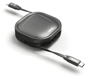 HAMA USB-C čierna / Navíjací nabíjací kábel / 60 W / 1 m