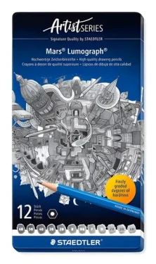 Staedtler Mars Lumograph 100 / Sada ceruziek / 12 ks / šesťhranné / kovové púzdro (100 G12)