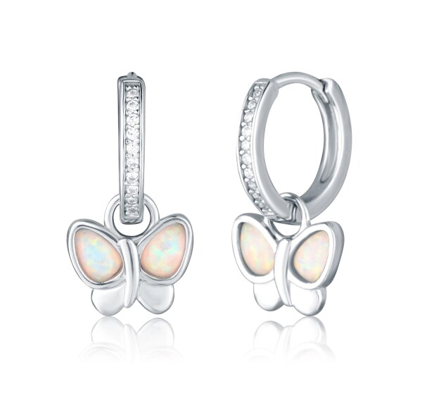 JVD Strieborné kruhové náušnice 2v1 s motýlikmi SVLE3028X61O100