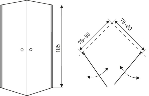 KERRA - Sprchová kabína Madrid 80 (bez vaničky) 5907548107671