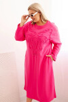 Dámske plus size šaty s bavlnenou výšivkou ružové UNI