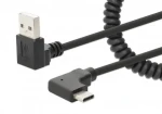 Manhattan Špirálový nabíjací kábel USB-A na USB-C čierna / Kábel / 1 m / zalomené konektory 90 ° / max. 3 A (356220)