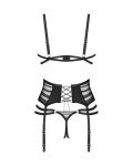 Dámsky sexy set Lune Bellis 3-Pcs Crotchless black - Obsessive XL/2XL