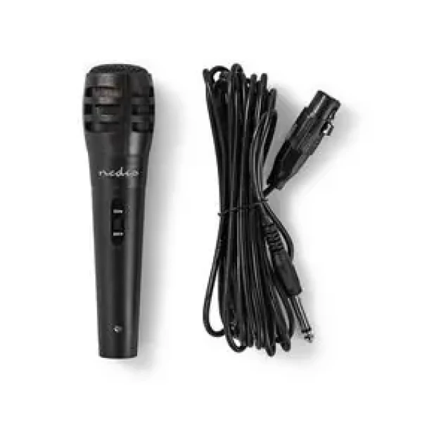 Nedis Káblový mikrofón čierna / Kardioid / dynamický / 5.00 m / 80 Hz - 12 kHz / 600 Ohm / -75 dB / Vypínač (MPWD15BK)