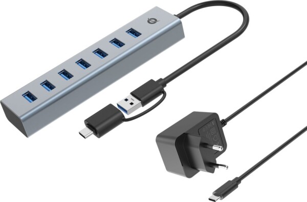 Conceptronic HUBBIES21GP huby i koncentratory USB 3.2 Gen 1 (3.1 Gen 1) Type-A 5000 Mbit/s Sivý